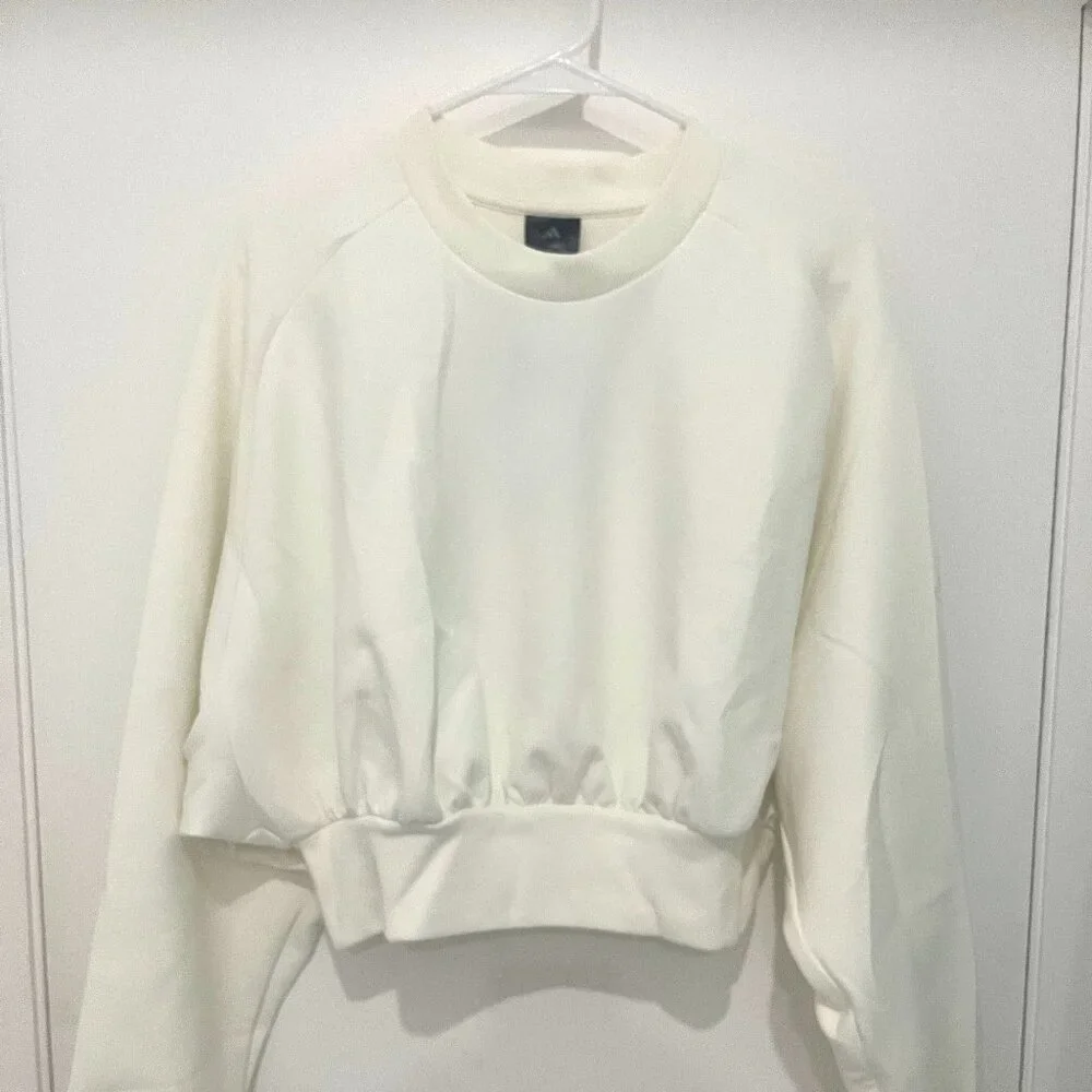 adidas Women's Sweatshirt, All Szn Soft Lux Loose Fit, Off-White, Medium - Picture 4 of 8